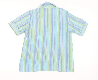 Orvis Women's Blue Striped Button-Up Shirt M