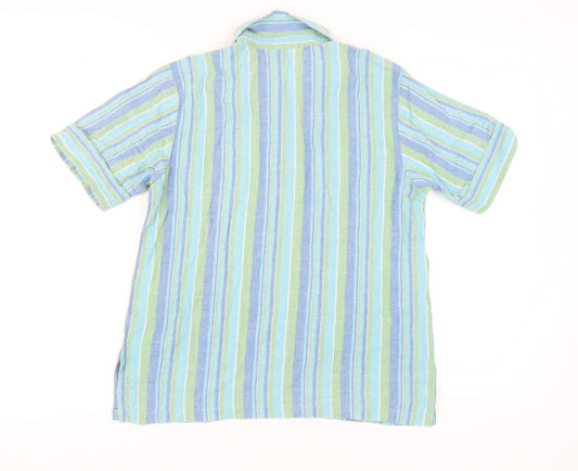 Orvis Women's Blue Striped Button-Up Shirt M