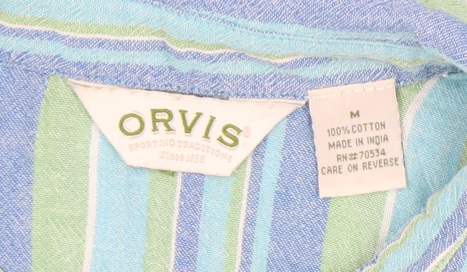 Orvis Women's Blue Striped Button-Up Shirt M