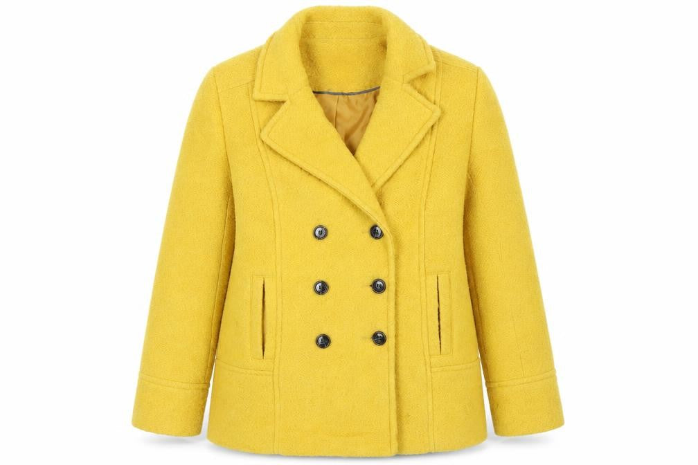 Womens UK Size 16 M&Co Yellow Pea Coat
