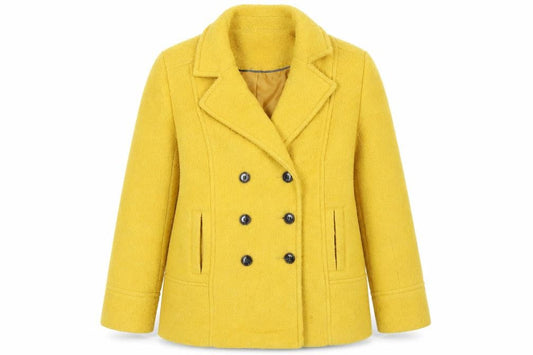 Womens UK Size 16 M&Co Yellow Pea Coat