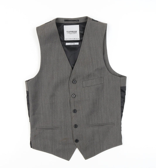 Mens UK Size 36 Topman Regular Grey Suit Waistcoat