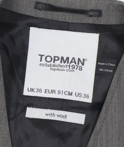 Mens UK Size 36 Topman Regular Grey Suit Waistcoat