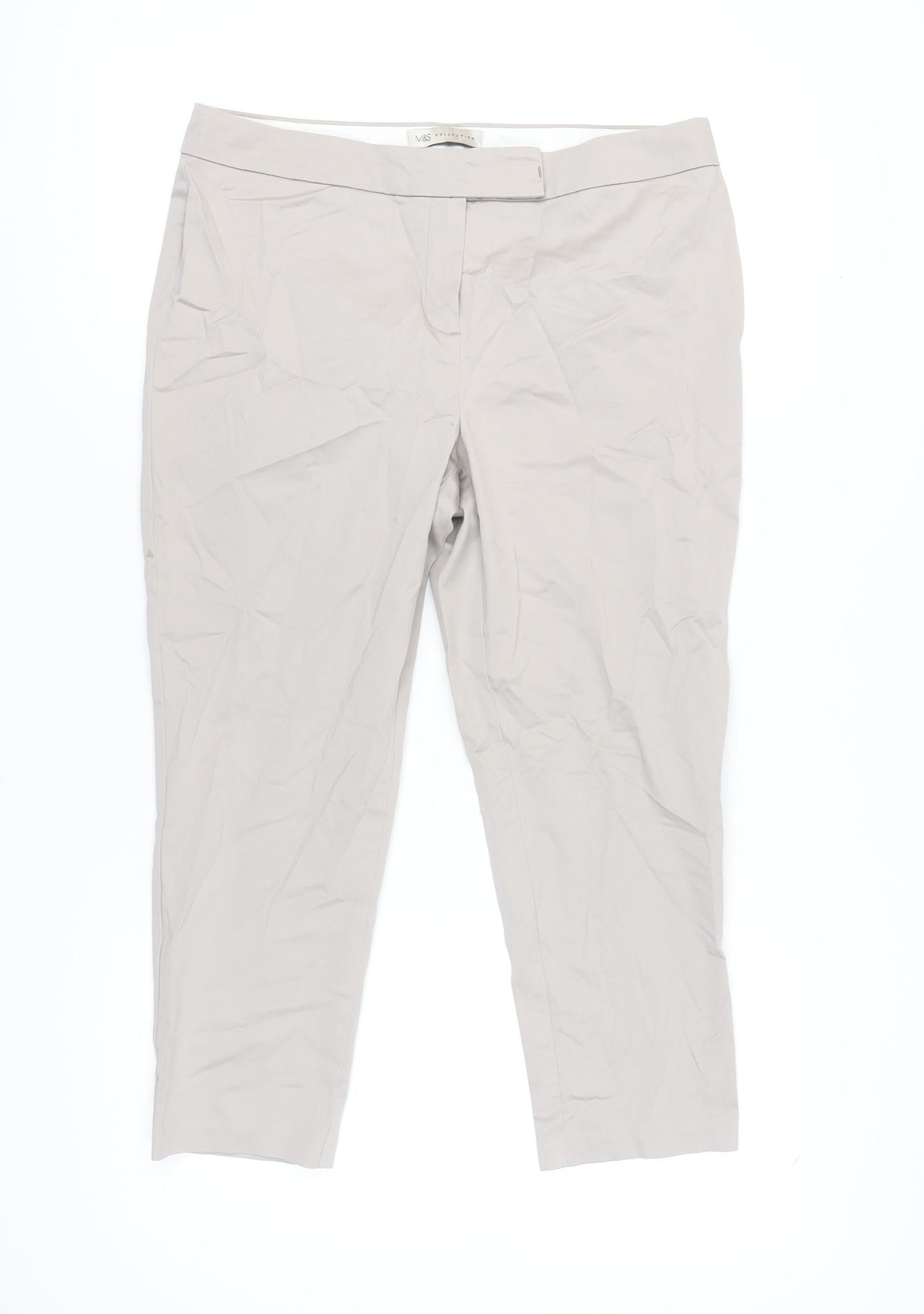 Womens UK Size 14 Marks and Spencer Regular Fit Casual Workwear Beige Trousers