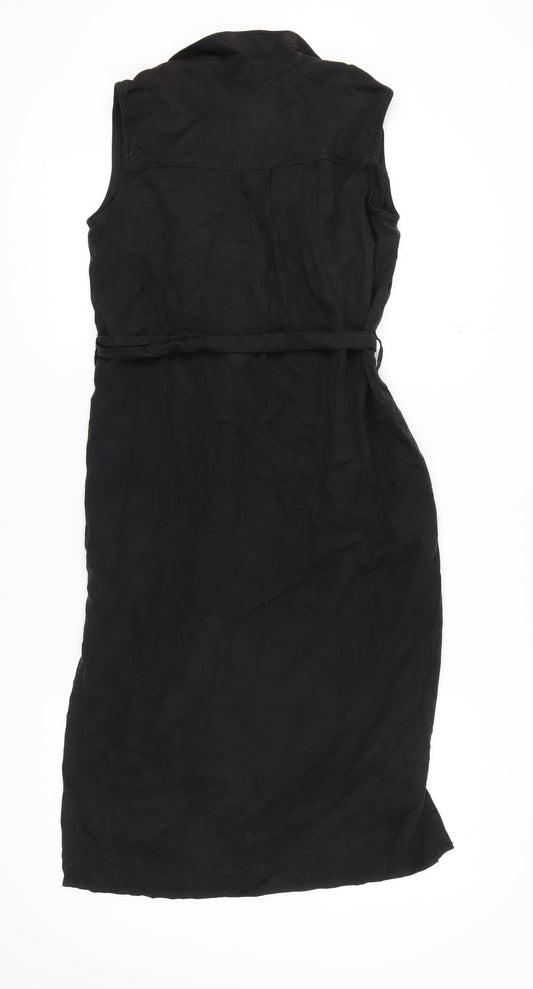 Pepe Jeans Black Sleeveless Womens Collared Dress S
