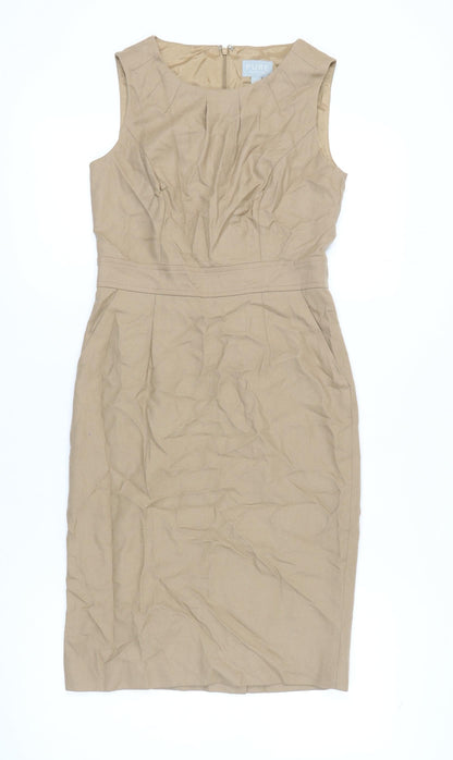 Pure Collection Beige Wool Sheath Dress - Women's Size 8