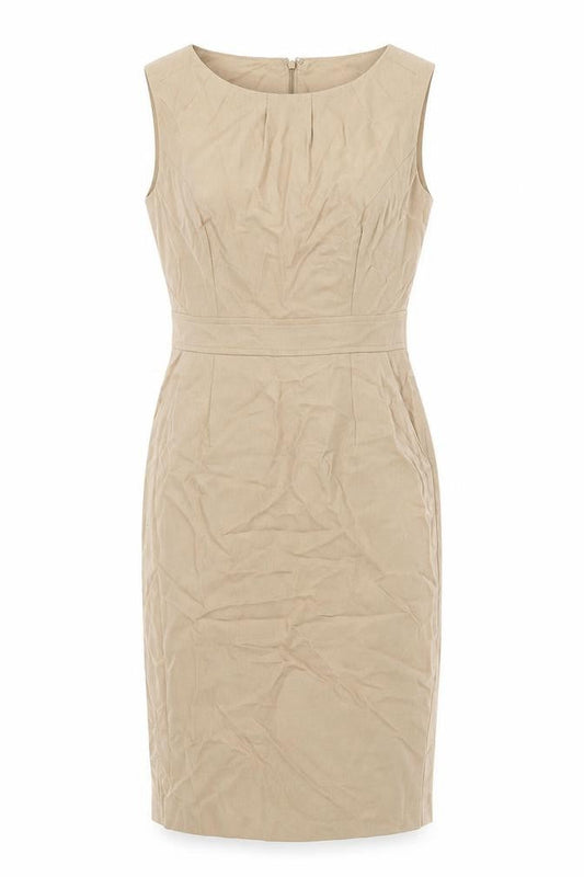 Front view of Pure Collection Beige Wool Sheath Dress - Women's, size 8