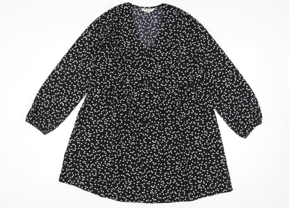 Brave Soul Women's Black Heart Pattern V-Neck Dress L