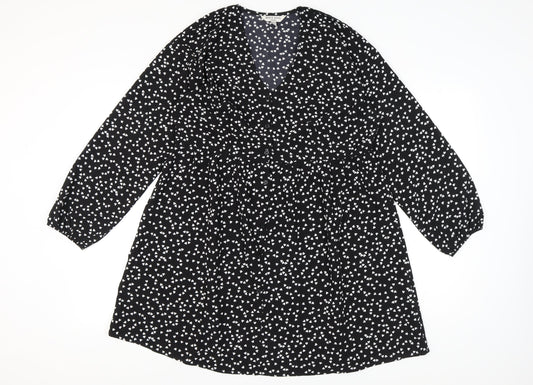 Brave Soul Women's Black Heart Pattern V-Neck Dress L