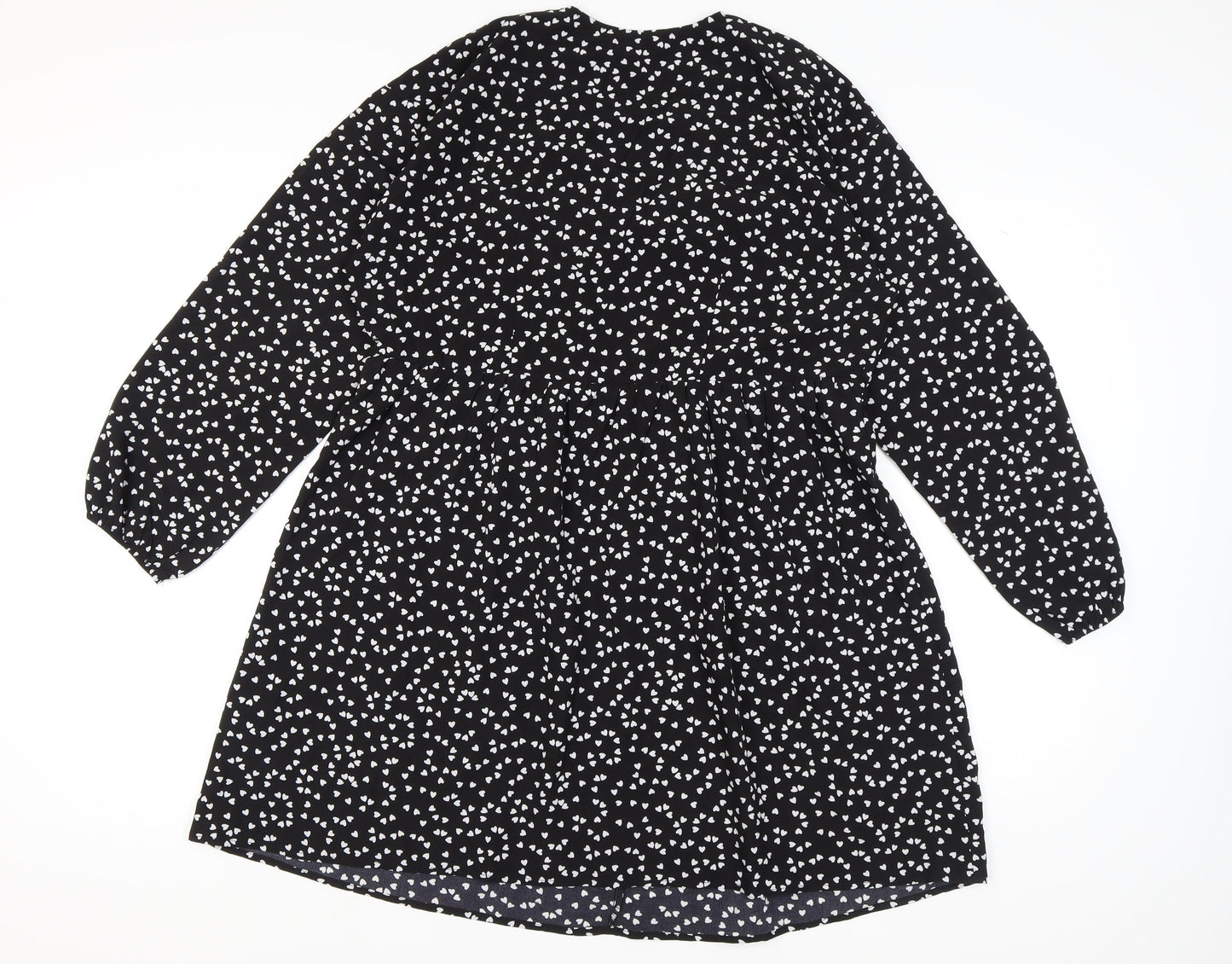 Brave Soul Women's Black Heart Pattern V-Neck Dress L