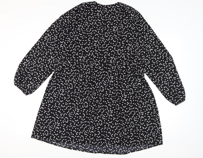 Brave Soul Women's Black Heart Pattern V-Neck Dress L