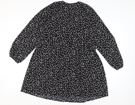 Brave Soul Women's Black Heart Pattern V-Neck Dress L