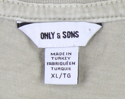 Only & Sons Men's Beige XL Dip Dye T-Shirt, Cotton