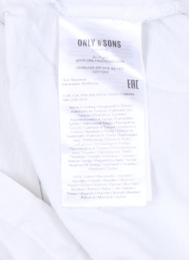 Only & Sons Men's Beige XL Dip Dye T-Shirt, Cotton