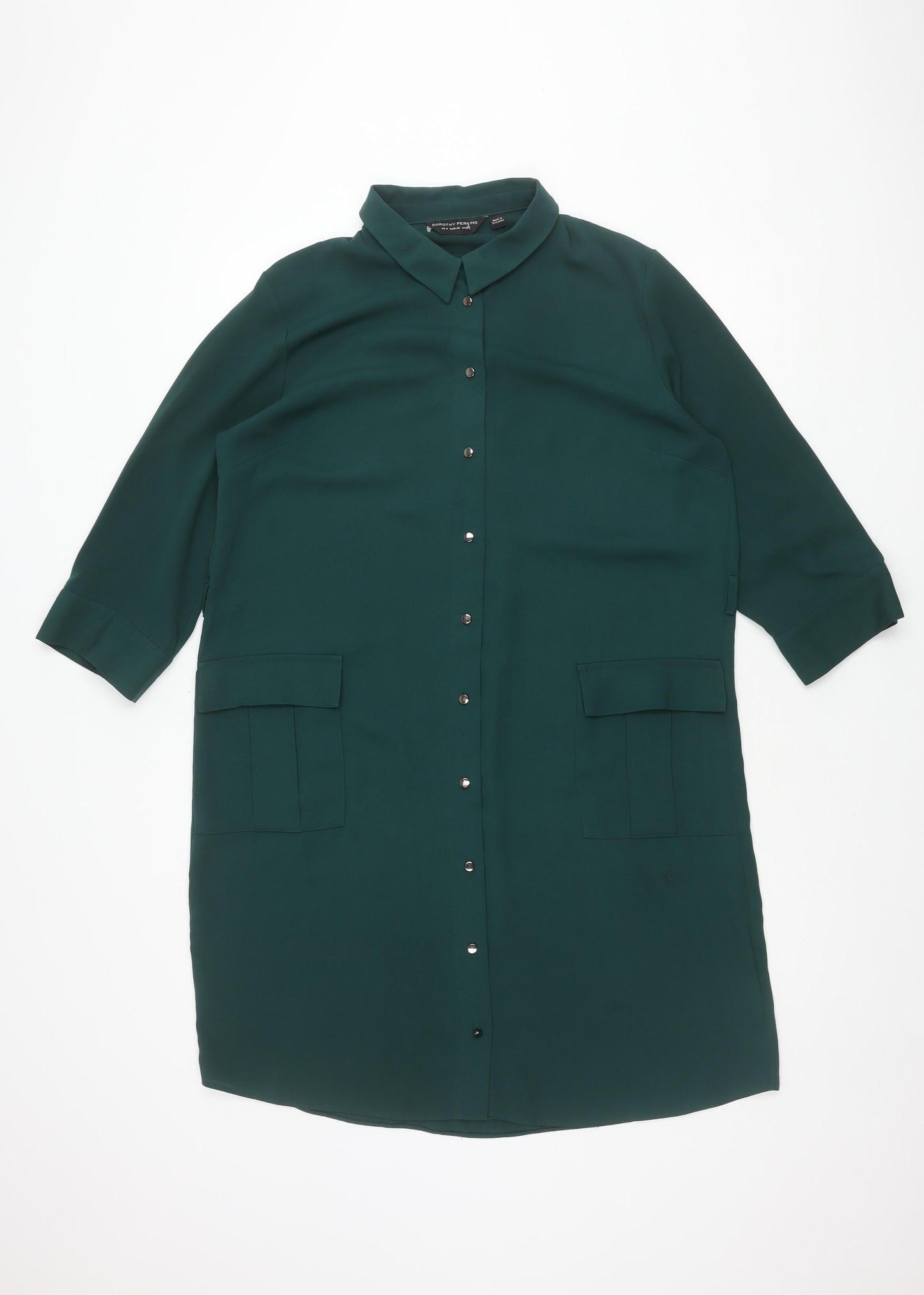 Dorothy Perkins Women's Green Shirt Dress - Size 12