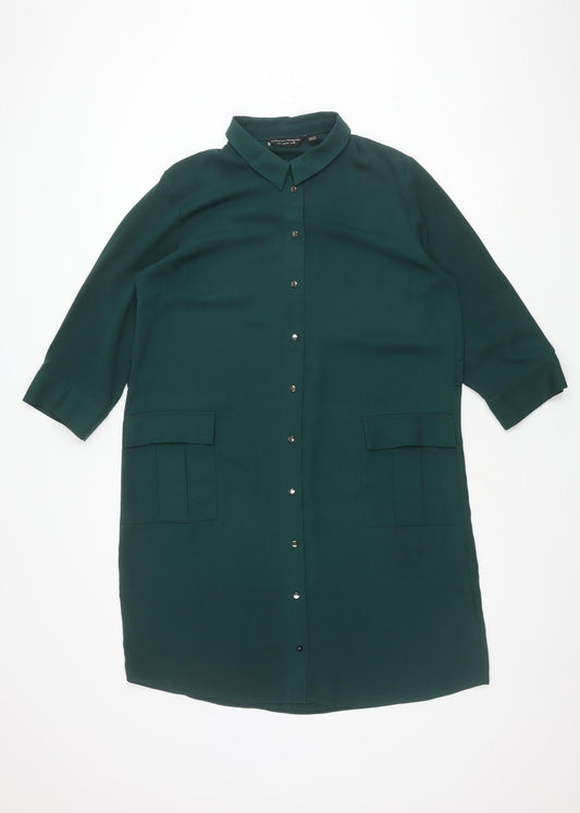 Dorothy Perkins Women's Green Shirt Dress - Size 12