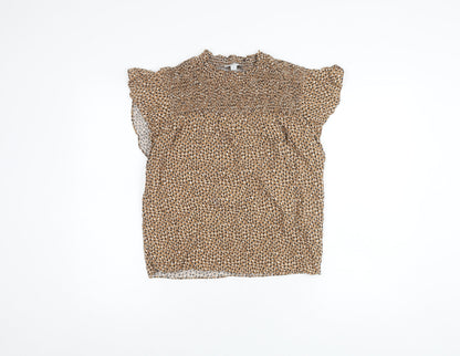 Womens UK Size 8 Warehouse Brown Basic Blouse
