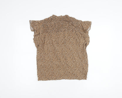 Womens UK Size 8 Warehouse Brown Basic Blouse
