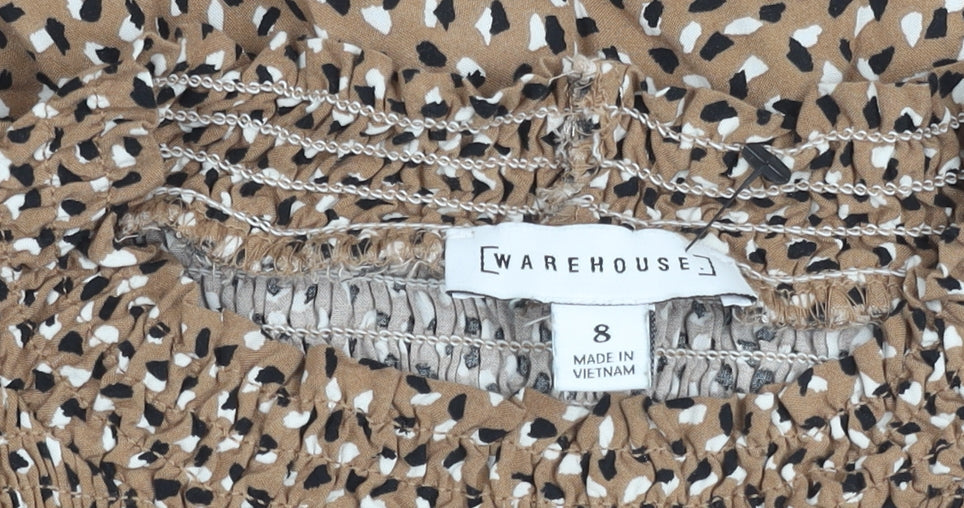 Womens UK Size 8 Warehouse Brown Basic Blouse