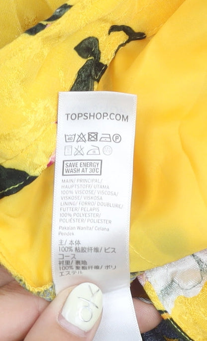 Topshop Women's Yellow Floral Shorts, Size 10, Summer