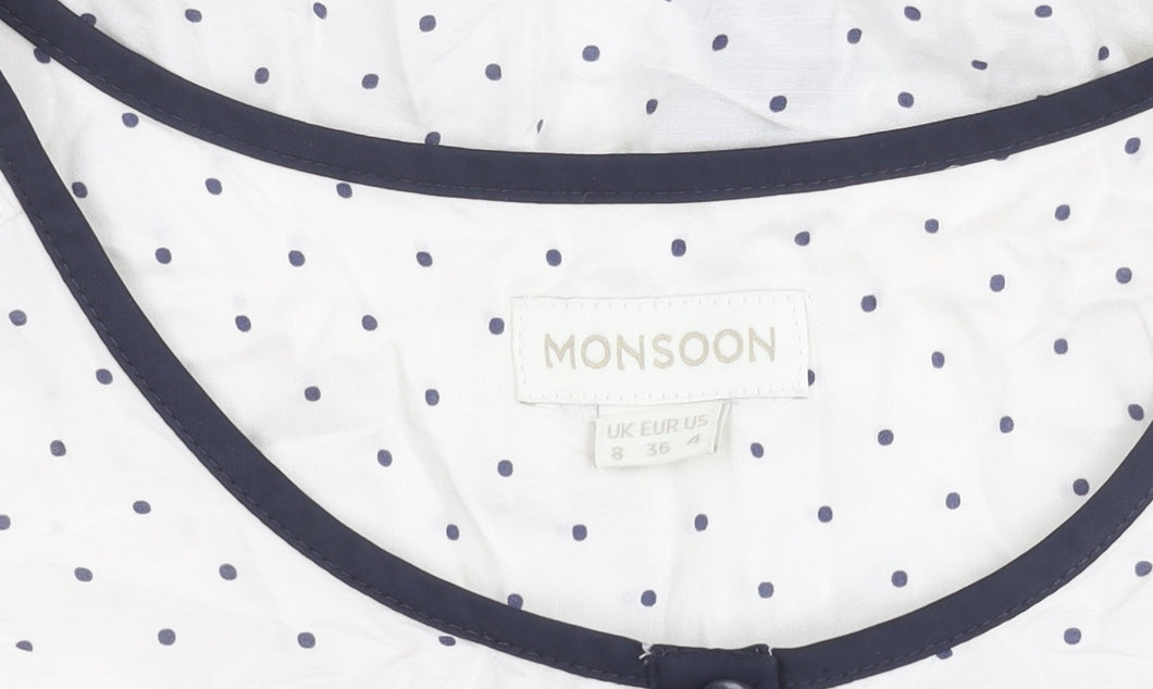Womens UK Size 8 Monsoon White Basic Blouse