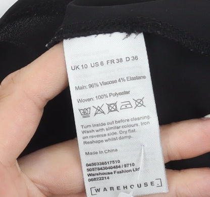 Womens UK Size 10 Warehouse Black Basic T-Shirt
