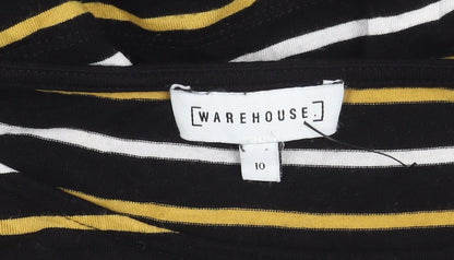 Womens UK Size 10 Warehouse Black Basic T-Shirt
