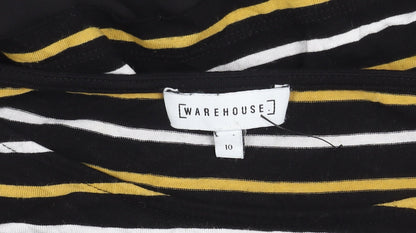 Womens UK Size 10 Warehouse Black Basic T-Shirt
