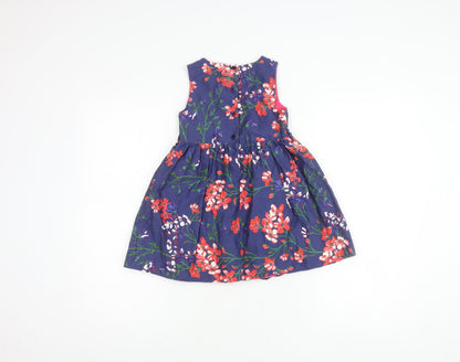 Mini Club Girls Floral Blue Dress 3-4 Years Sleeveless
