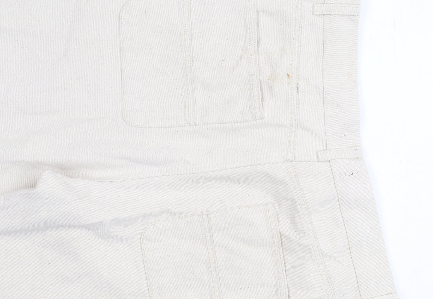 Bershka Women's Ivory Relaxed Cotton Trousers