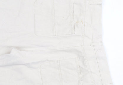 Bershka Women's Ivory Relaxed Cotton Trousers