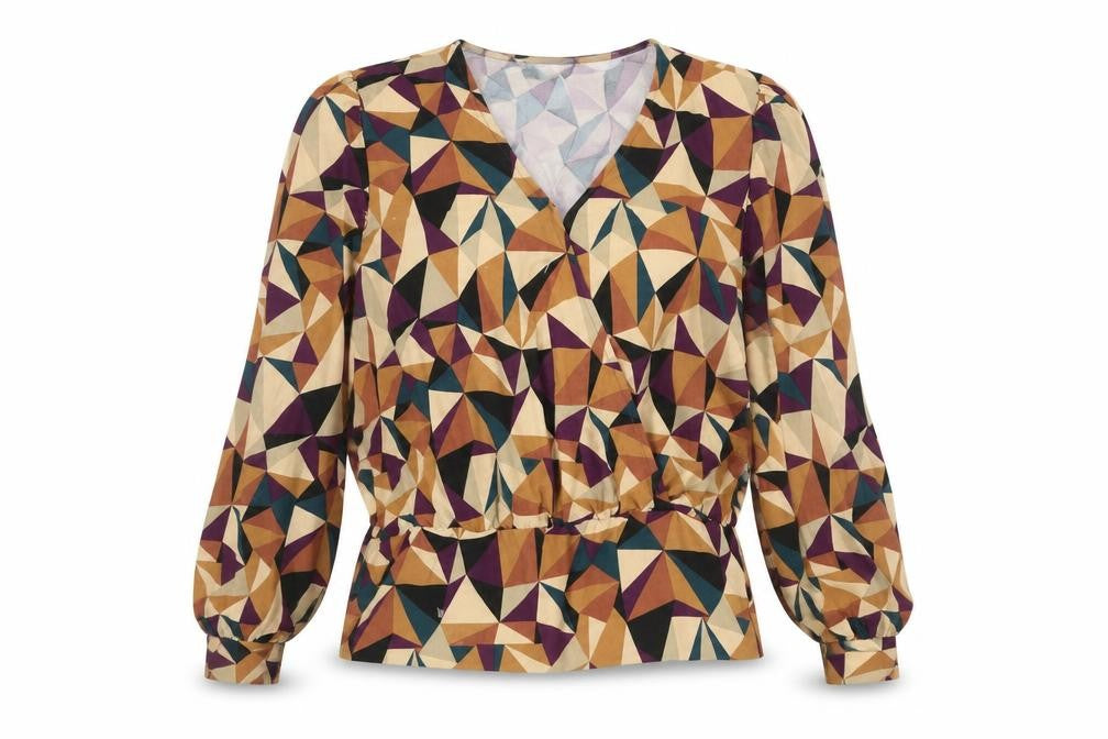 Blue Vanilla Women's Multicoloured Wrap Blouse, M