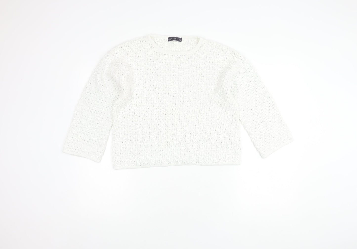 Womens UK Size M Marks and Spencer White Pullover Jumper