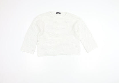 Womens UK Size M Marks and Spencer White Pullover Jumper