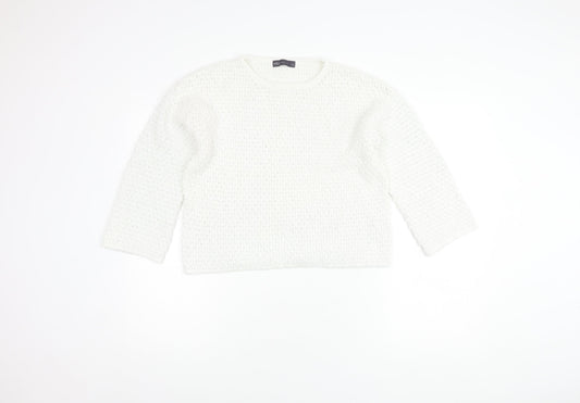 Womens UK Size M Marks and Spencer White Pullover Jumper
