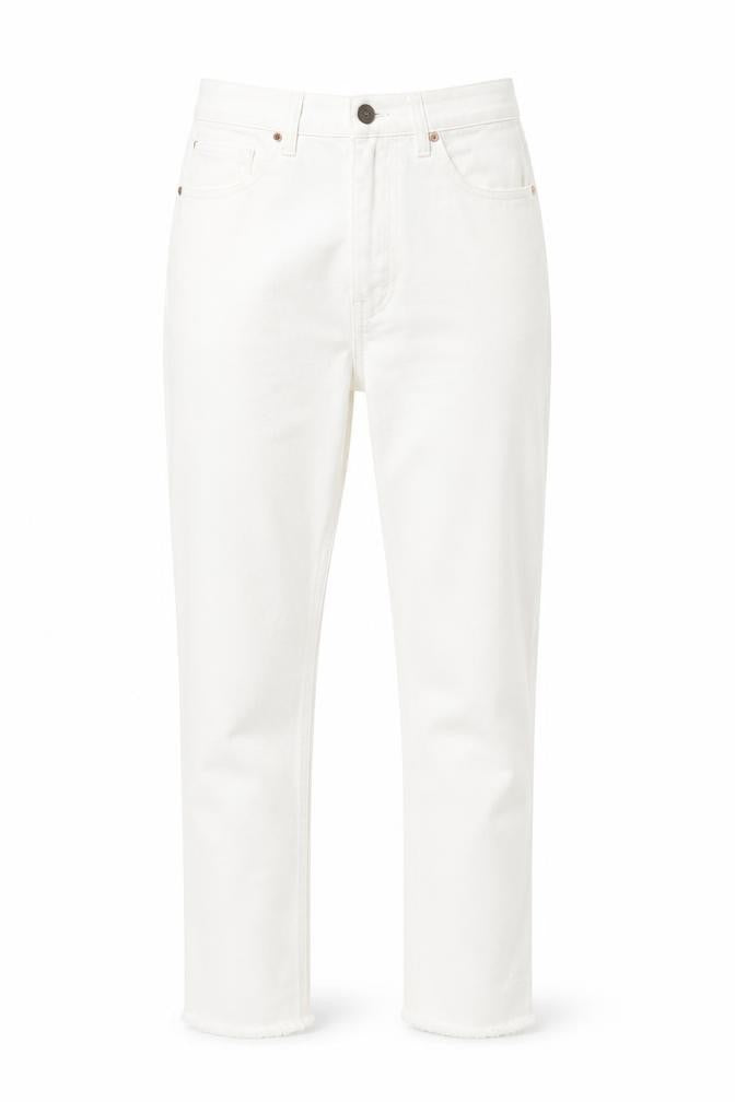 Front view of BDG Urban Outfitters Women’s White High Rise Mom Jeans, W25 L32