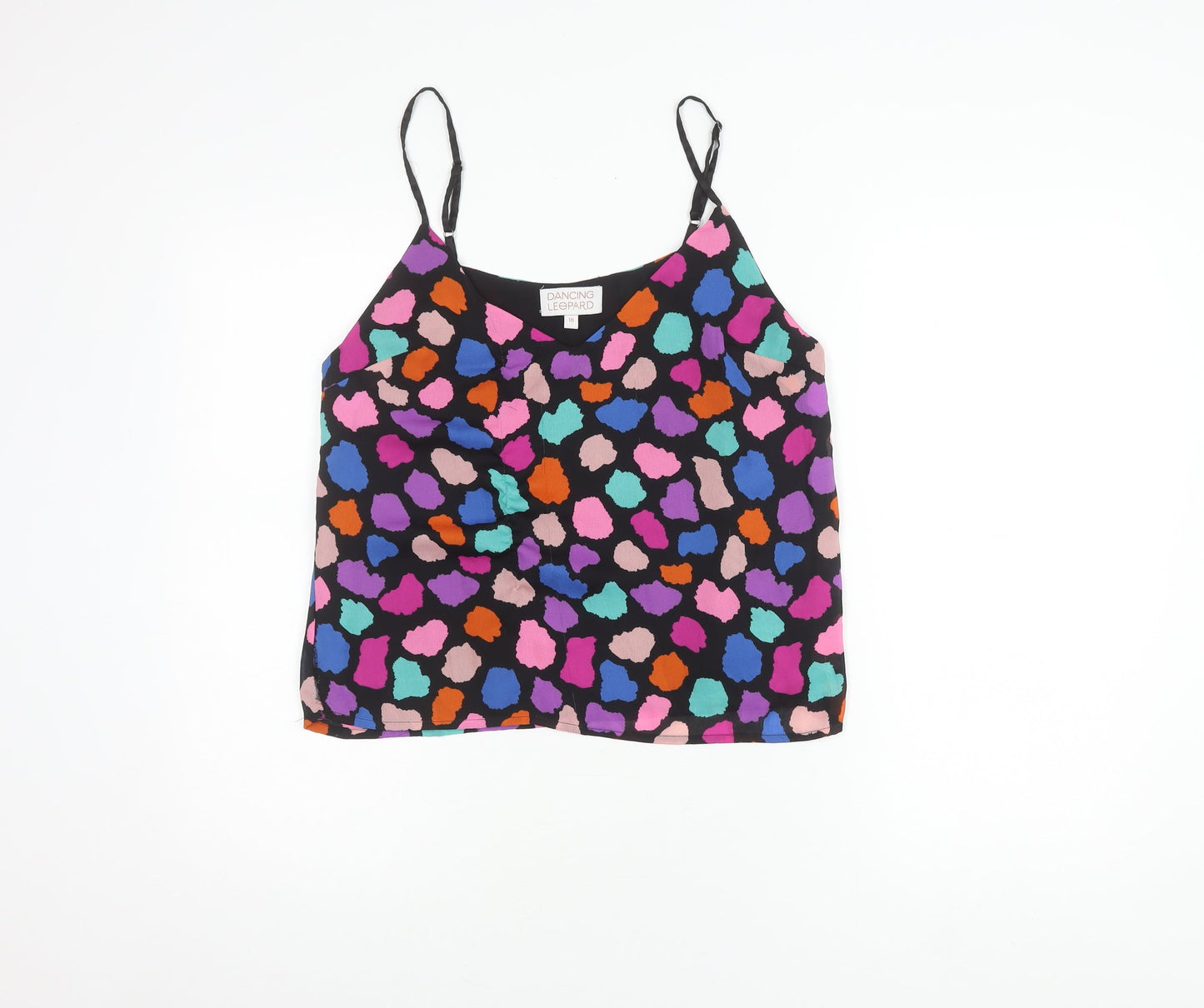 Womens UK Size 10 Dancing Leopard Multicoloured Camisole Blouse