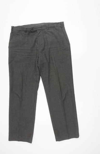 Marks and Spencer Grey Men's Trousers, Regular Fit, Size 36