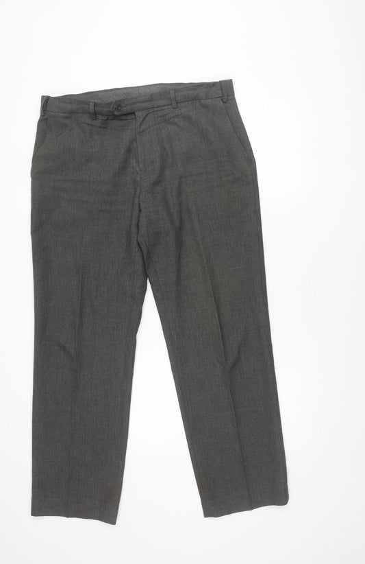 Marks and Spencer Grey Men's Trousers, Regular Fit, Size 36