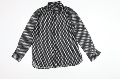Womens UK Size 10 French Connection Black Basic Button-Up