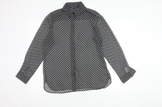 Womens UK Size 10 French Connection Black Basic Button-Up