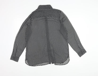 Womens UK Size 10 French Connection Black Basic Button-Up