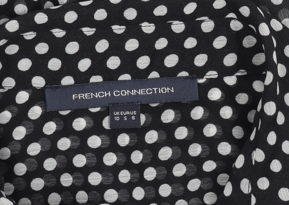Womens UK Size 10 French Connection Black Basic Button-Up