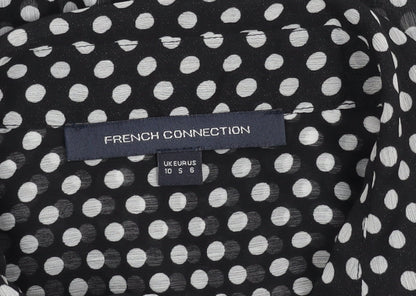 Womens UK Size 10 French Connection Black Basic Button-Up