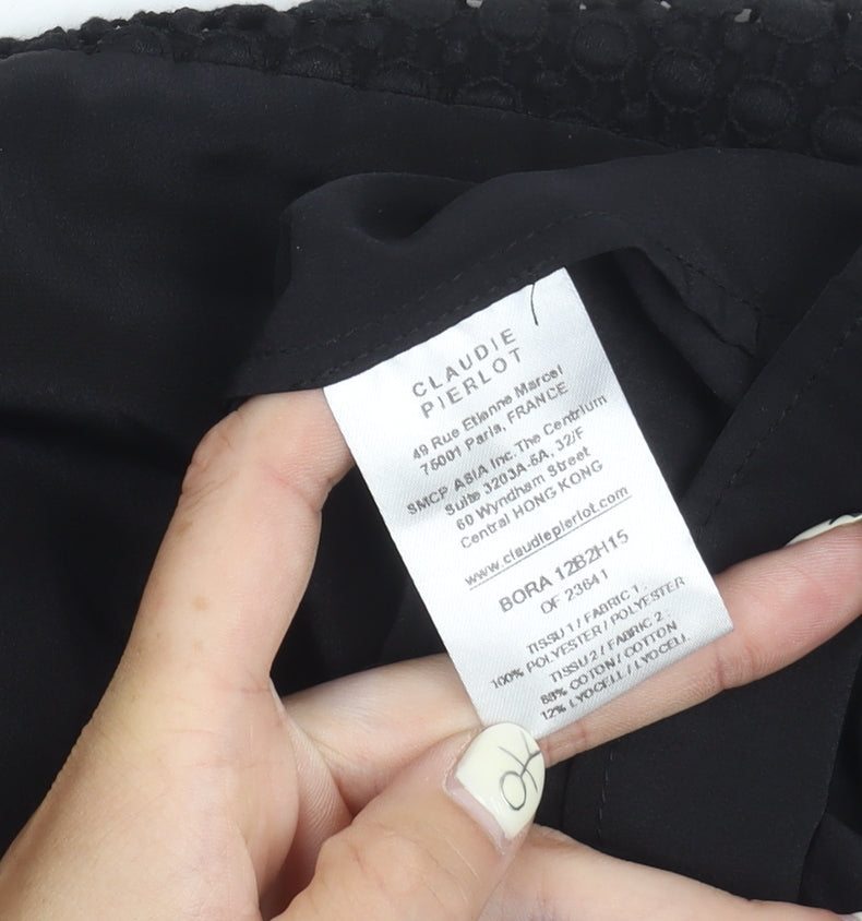 Claudie Pierlot Women's Black Top Size 8, Elegant 3/4 Sleeve