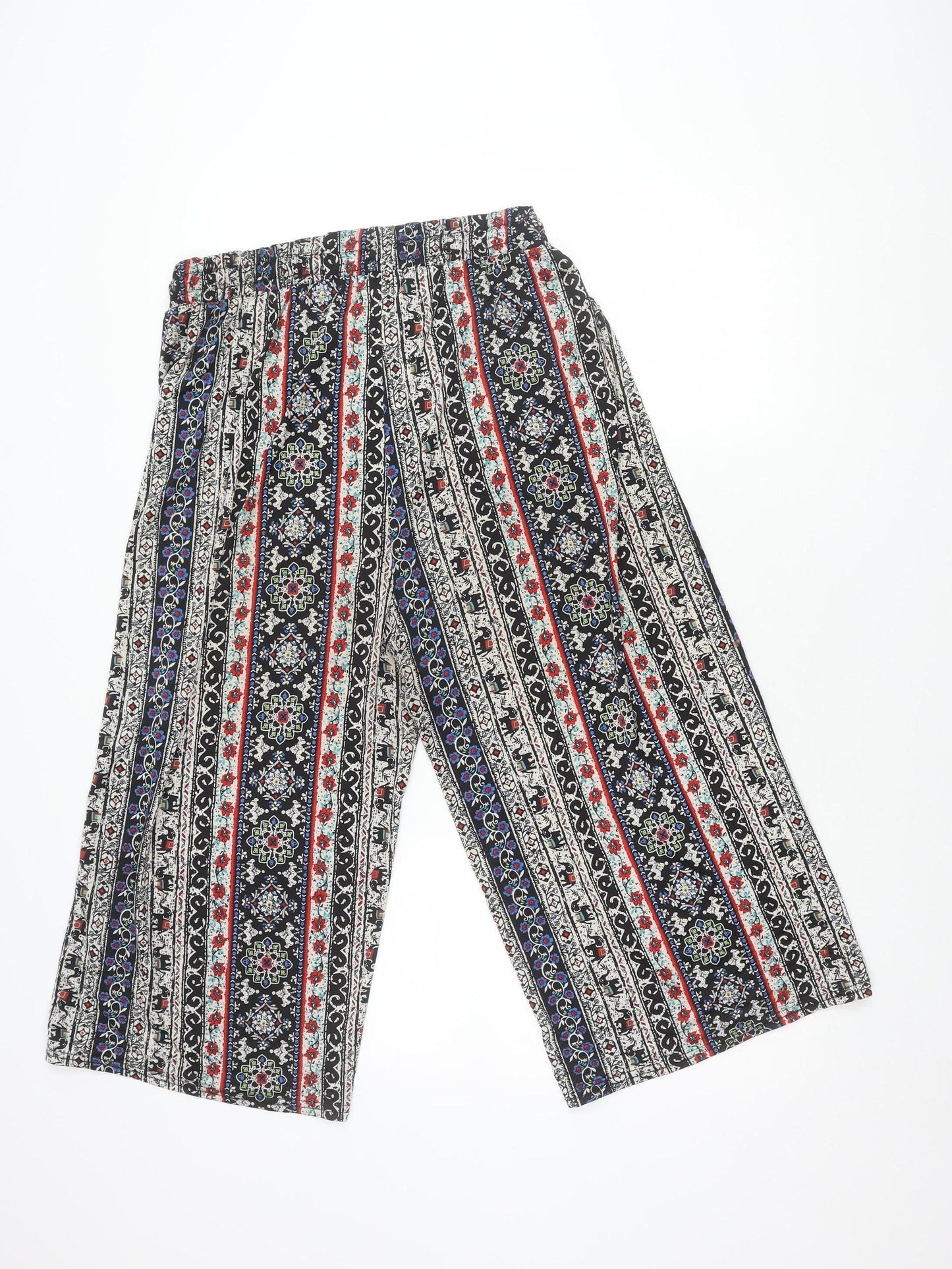 Womens UK Size M Brave Soul Relaxed Fit Wide-Leg Multicoloured Trousers