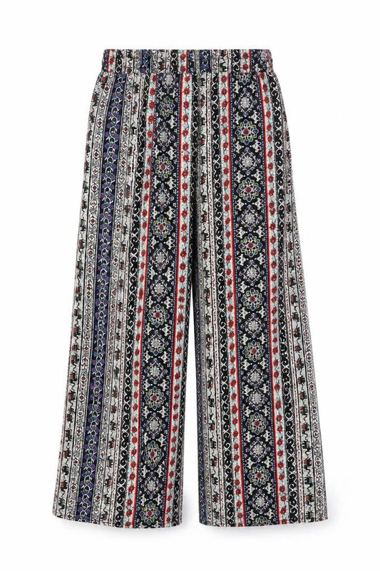 Womens UK Size M Brave Soul Relaxed Fit Wide-Leg Multicoloured Trousers