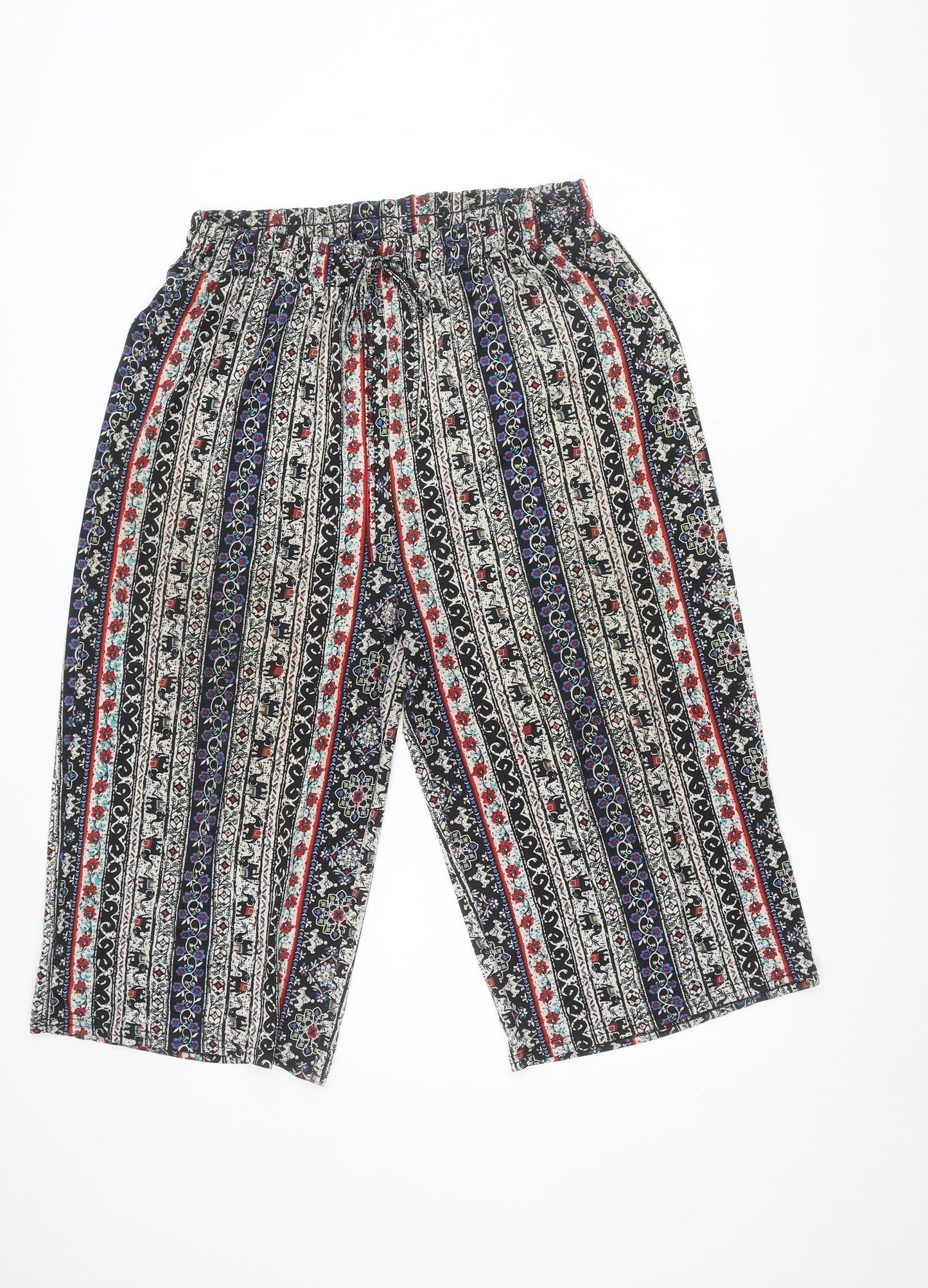 Womens UK Size M Brave Soul Relaxed Fit Wide-Leg Multicoloured Trousers