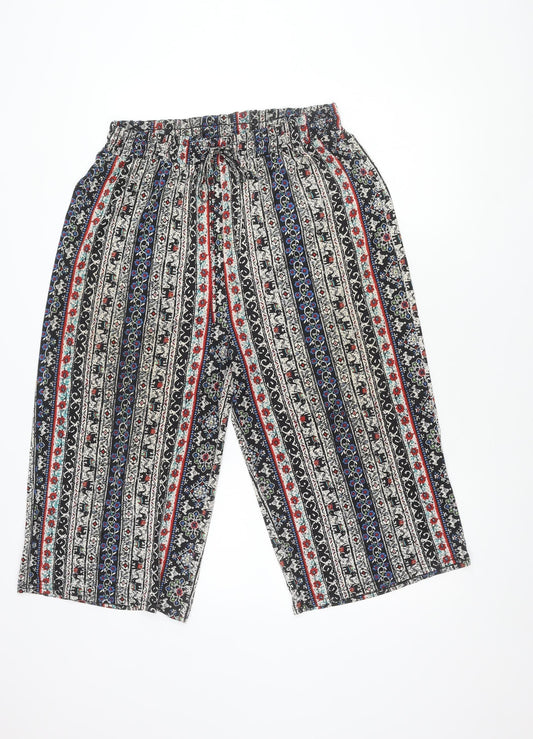 Womens UK Size M Brave Soul Relaxed Fit Wide-Leg Multicoloured Trousers