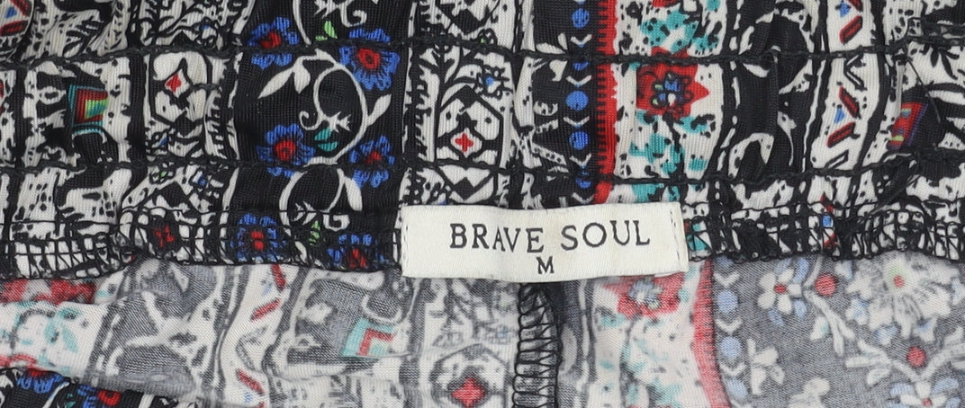 Womens UK Size M Brave Soul Relaxed Fit Wide-Leg Multicoloured Trousers